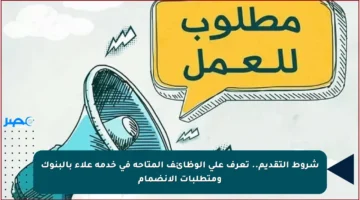 شروط التقديم.. تعرف على الوظائف المتاحة في خدمة علاء بالبنوك ومتطلبات الانضمام